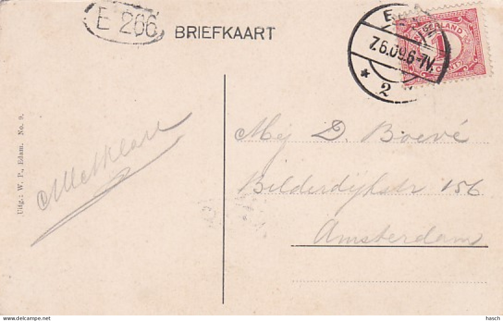 1850	415	Edam,  (verdwenen) Zaagmolen ‘s (poststempel 1909)(minuscule Vouwen In De Hoeken) - Edam