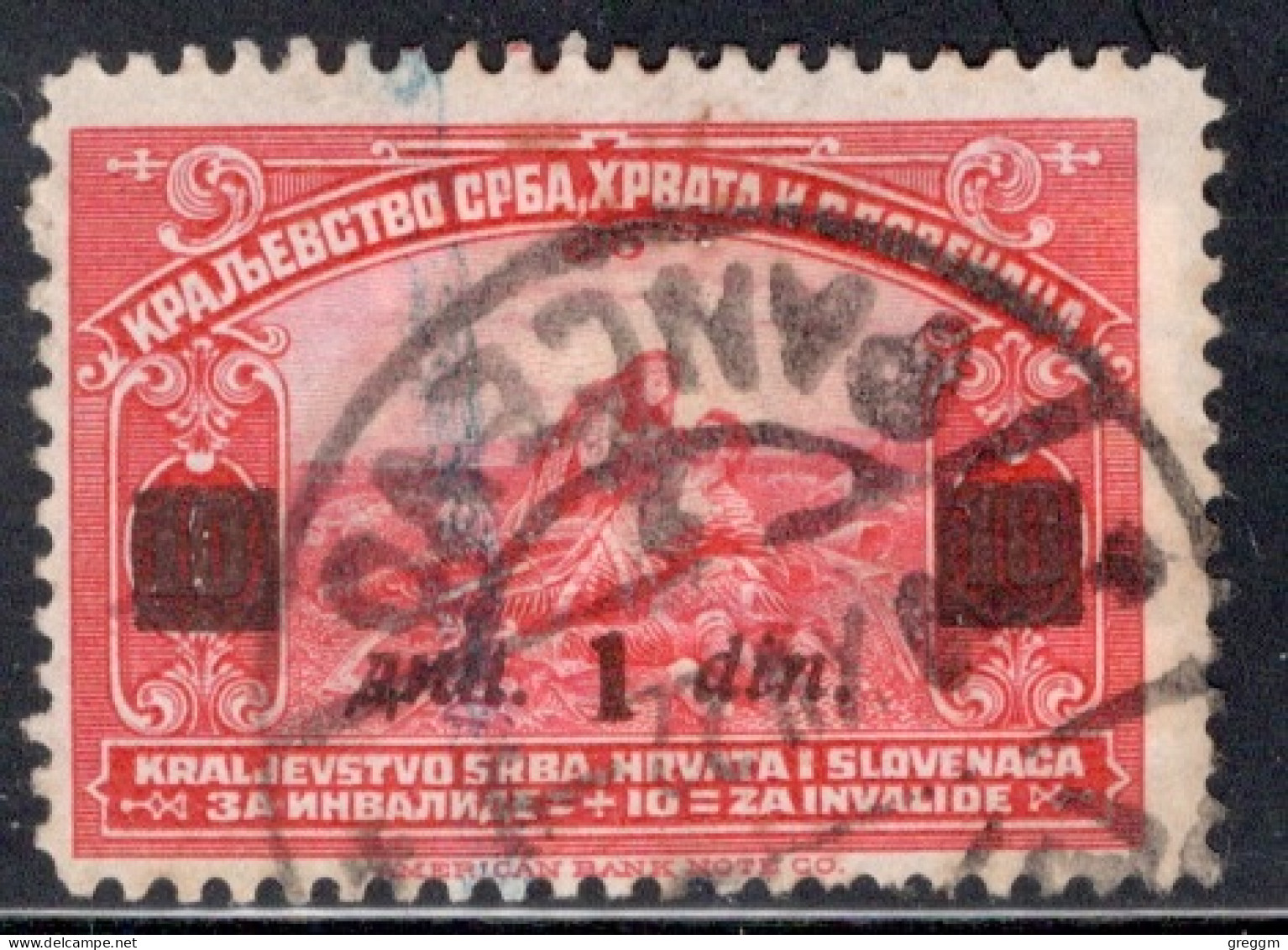 Yugoslavia 1922 Single Sold At Double Face Value For The Benefit Of Invalid Soldiers With 1 Din Surcharge In Fine Used - Usati