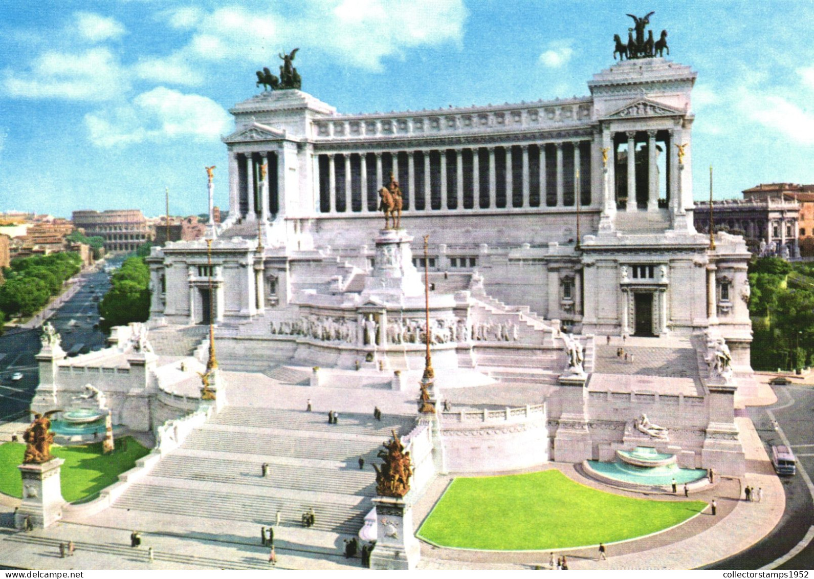 ROME, LAZIO, ALTAR OF THE NATION, ARCHITECTURE, STATUE, FOUNTAIN, CARS, ITALY, POSTCARD - Altare Della Patria