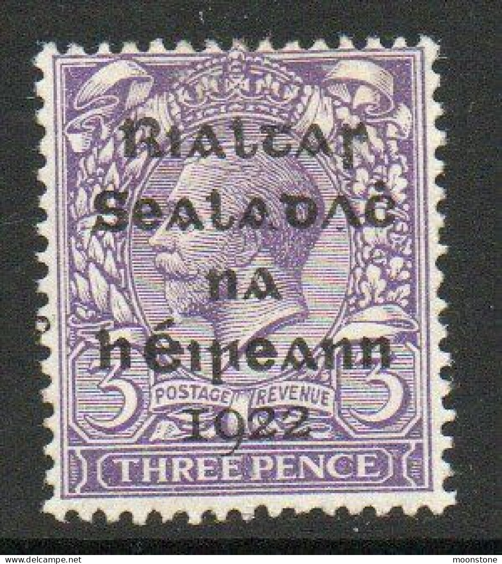 Ireland 1922 Dollard Rialtas Overprint On 3d Violet, 2nd & 3rd As Of Sealadac Damaged, Heavily Hinged Mint, SG 5 - Ungebraucht