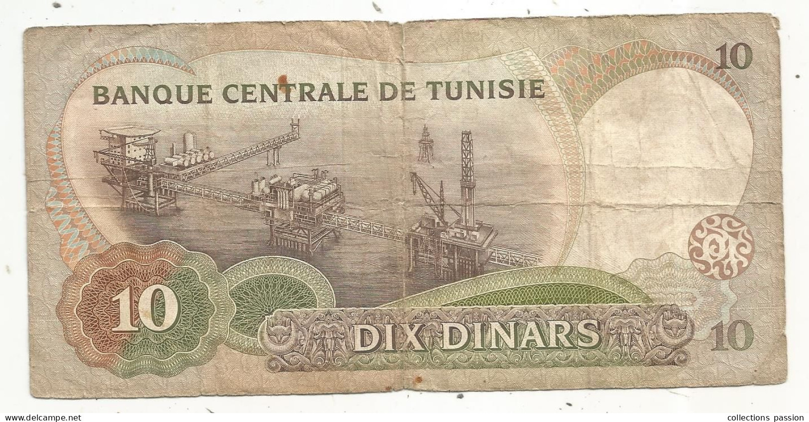 Billet, Tunisie, 20-3-1986, Banque Centrale, Dix, 10 Dinars, 2 Scans, Frais Fr 1.65 E - Tusesië