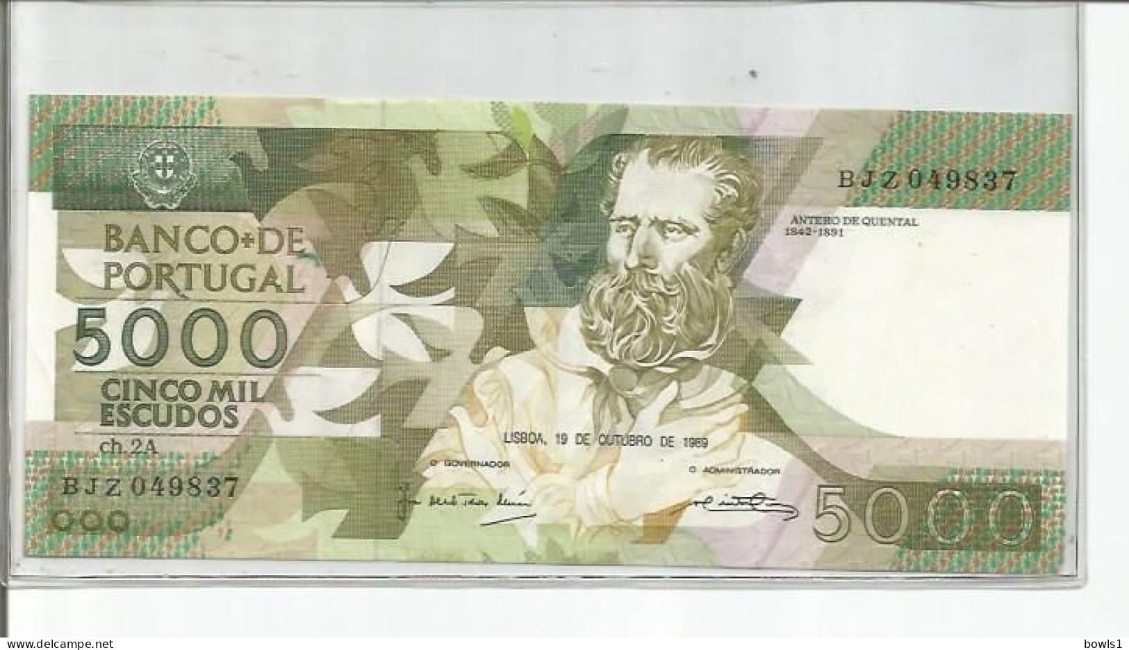 Portugal = 5000  Escudos Banknote Dated  1989  VERY NICE ++++ Condition And SCARCE = - Portogallo