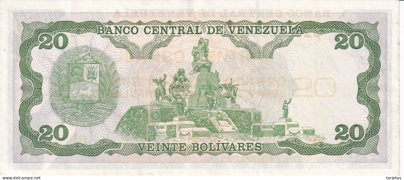 BILLETE DE VENEZUELA DE 20 BOLIVARES DEL AÑO 1984 EN CALIDAD EBC (XF) (BANK NOTE) - Venezuela