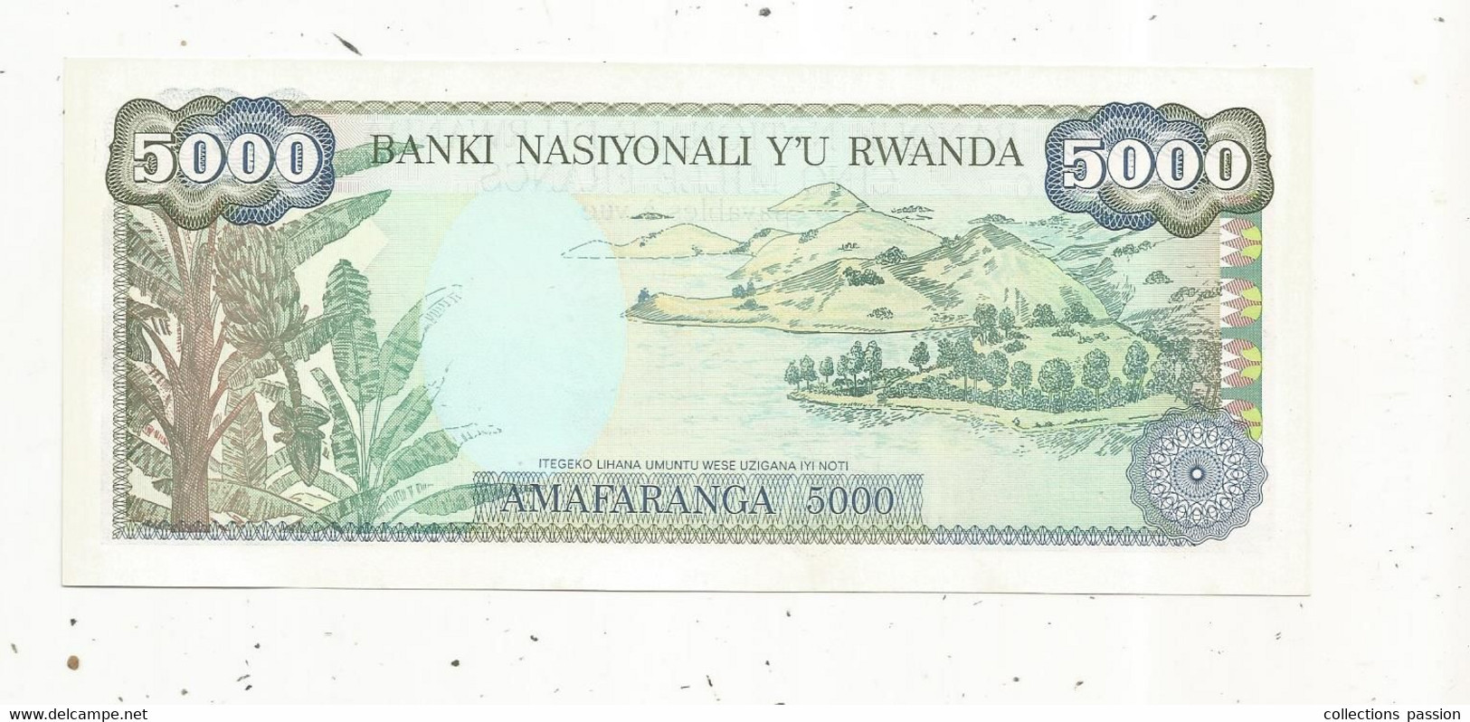 Billet, RWANDA , 5000, Cinq Mille FRANCS Payable à Vue , 1.01.1988, 2 Scans , Frais Fr 1.65 E - Rwanda