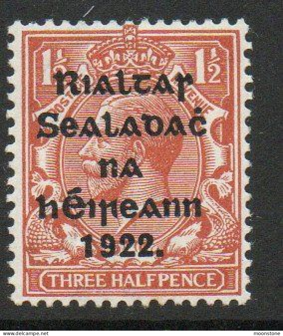 Ireland 1922 Thom Rialtas Overprint On 1½d Red-brown, Hinged Mint, SG 10 - Ongebruikt