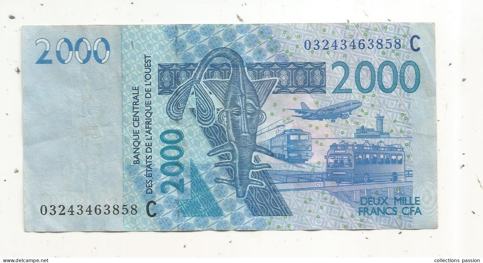 Billet, Banque Centrale Des états De L'Afrique De L'ouest, République Du CONGO, 2000 Francs CFA, 2003, C, 2 Scans - República Del Congo (Congo Brazzaville)