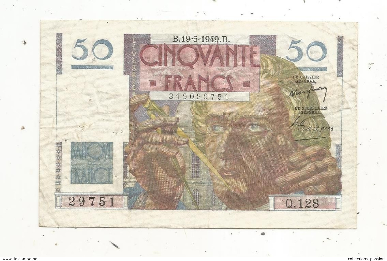 Billet, France, Le Verrier, 19-5-1949, TTB , 2 Scans - 50 F 1946-1951 ''Le Verrier''