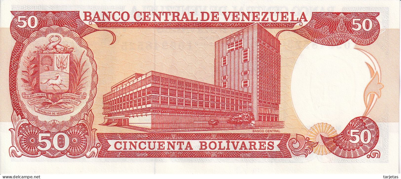 BILLETE DE VENEZUELA DE 50 BOLIVARES DEL AÑO 1990 SIN CIRCULAR (UNC) (BANKNOTE) - Venezuela