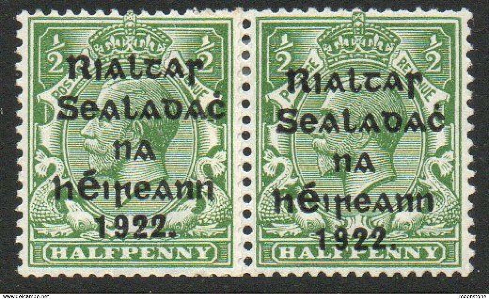 Ireland 1922 Harrison Rialtas Overprint ½d Coil Pair, Hinged Mint, SG 26 - Neufs