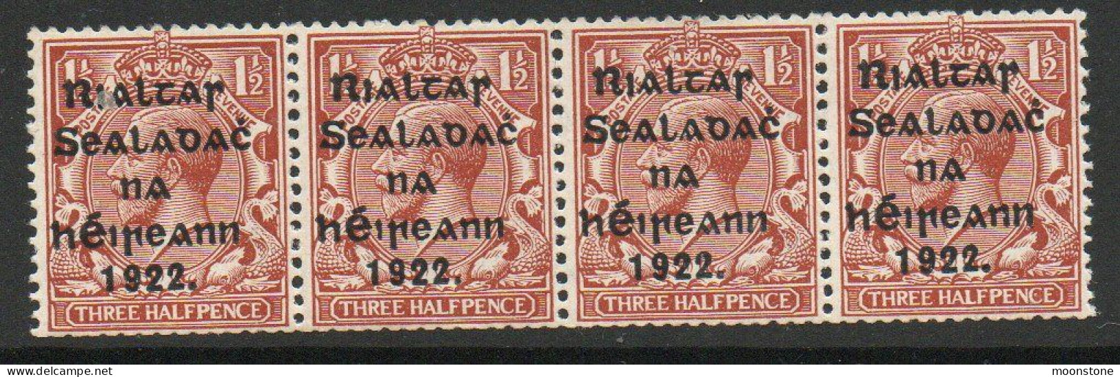 Ireland 1922 Harrison Rialtas Overprint 1½d Coil Strip Of 4, MNH, SG 28 - Unused Stamps