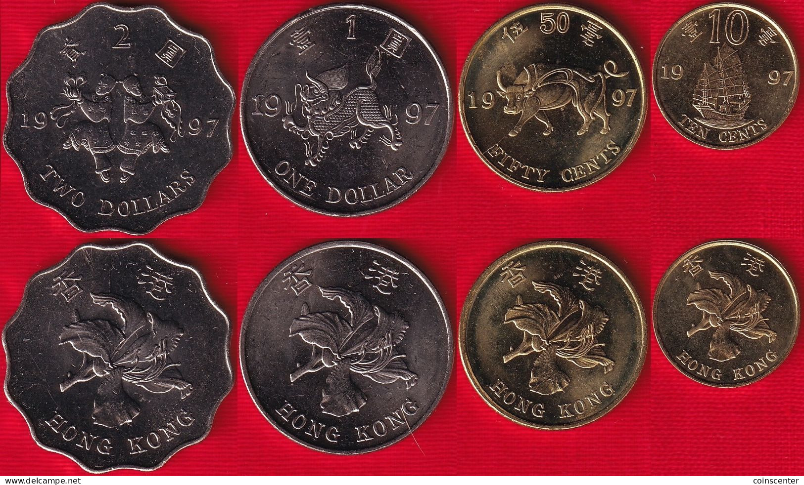 Hong Kong Set Of 4 Coins: 10 Cents - 2 Dollars 1997 "Special Region" UNC - Hong Kong