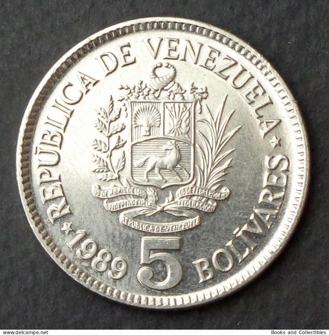 VENEZUELA - 5 Bolívares 1989 - Variant Small Head - Y#53a.2 * Ref. 0083 - Venezuela
