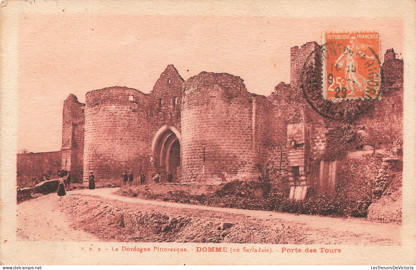 FRANCE - Dordogne Pittoresque - Domme (en Sarladais) - Porte Des Tours - Carte Postale Ancienne - Cafés, Hotels, Restaurants