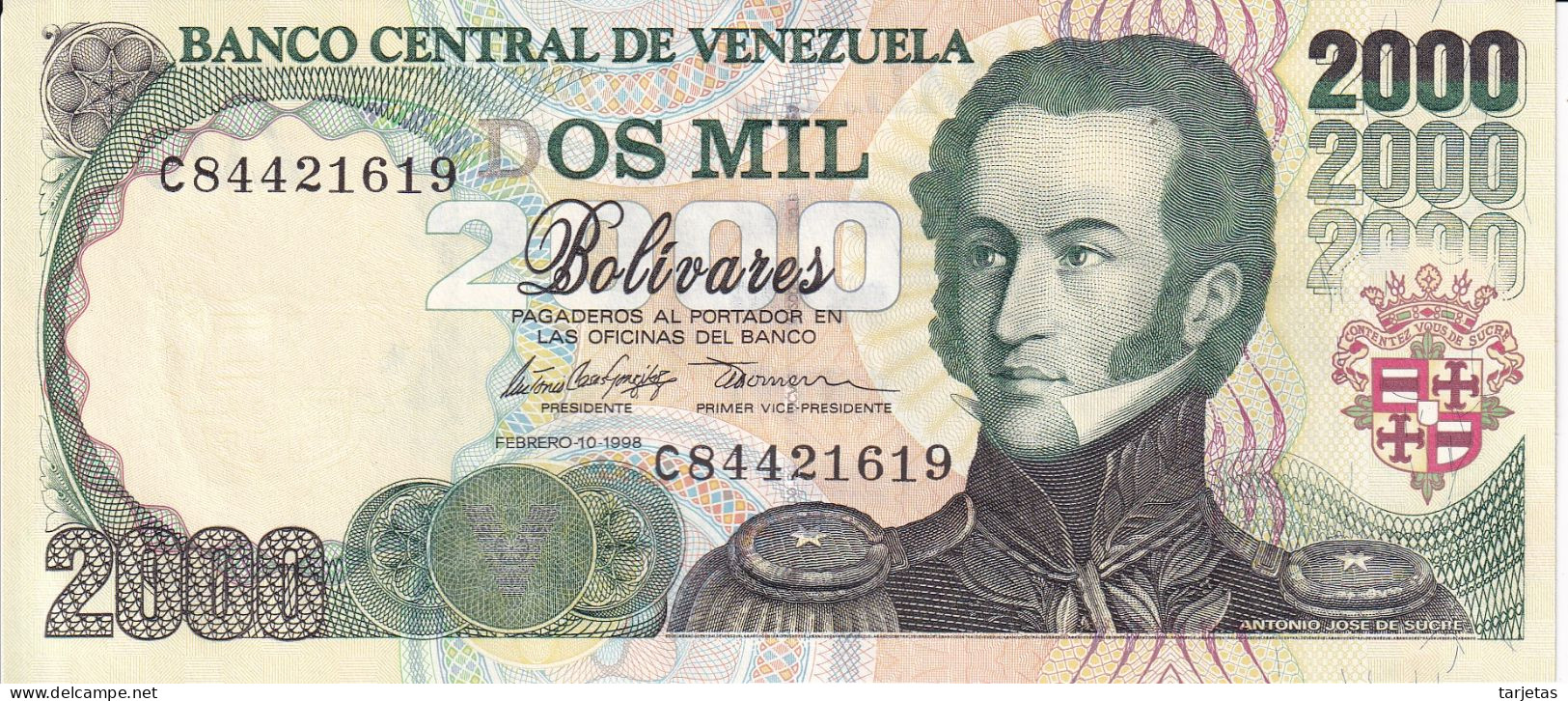 BILLETE DE VENEZUELA DE 2000 BOLIVARES DEL AÑO 1998 EN CALIDAD EBC (XF) (BANKNOTE) - Venezuela