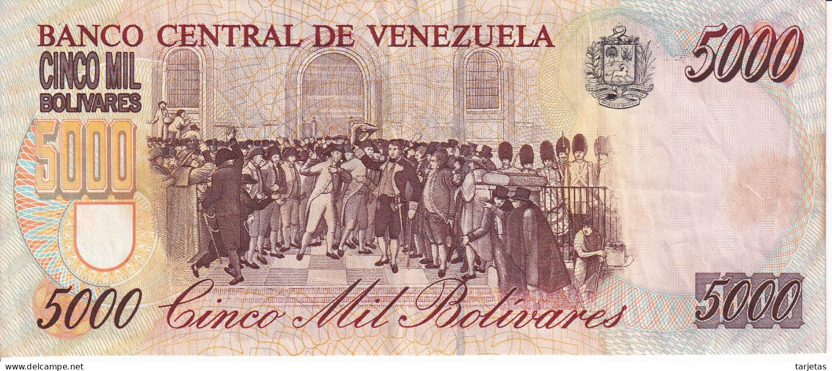 BILLETE DE VENEZUELA DE 5000 BOLIVARES DEL AÑO 1994  (BANKNOTE) - Venezuela