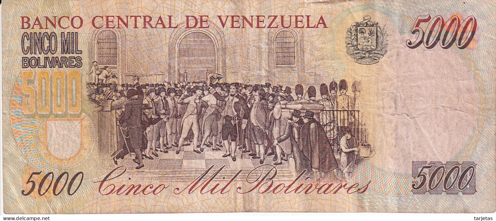 BILLETE DE VENEZUELA DE 5000 BOLIVARES DEL AÑO 1997 (BANKNOTE) - Venezuela