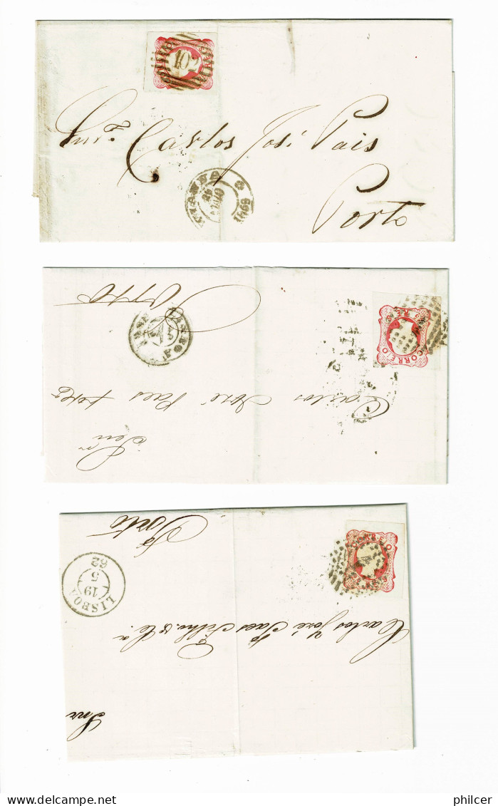 Portugal, 1856/8, 3 Cartas - Covers & Documents