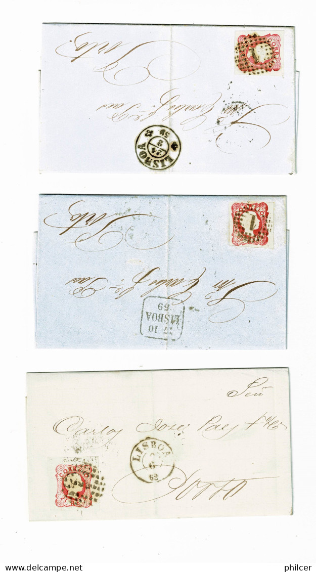 Portugal, 1856/8, 3 Cartas - Covers & Documents