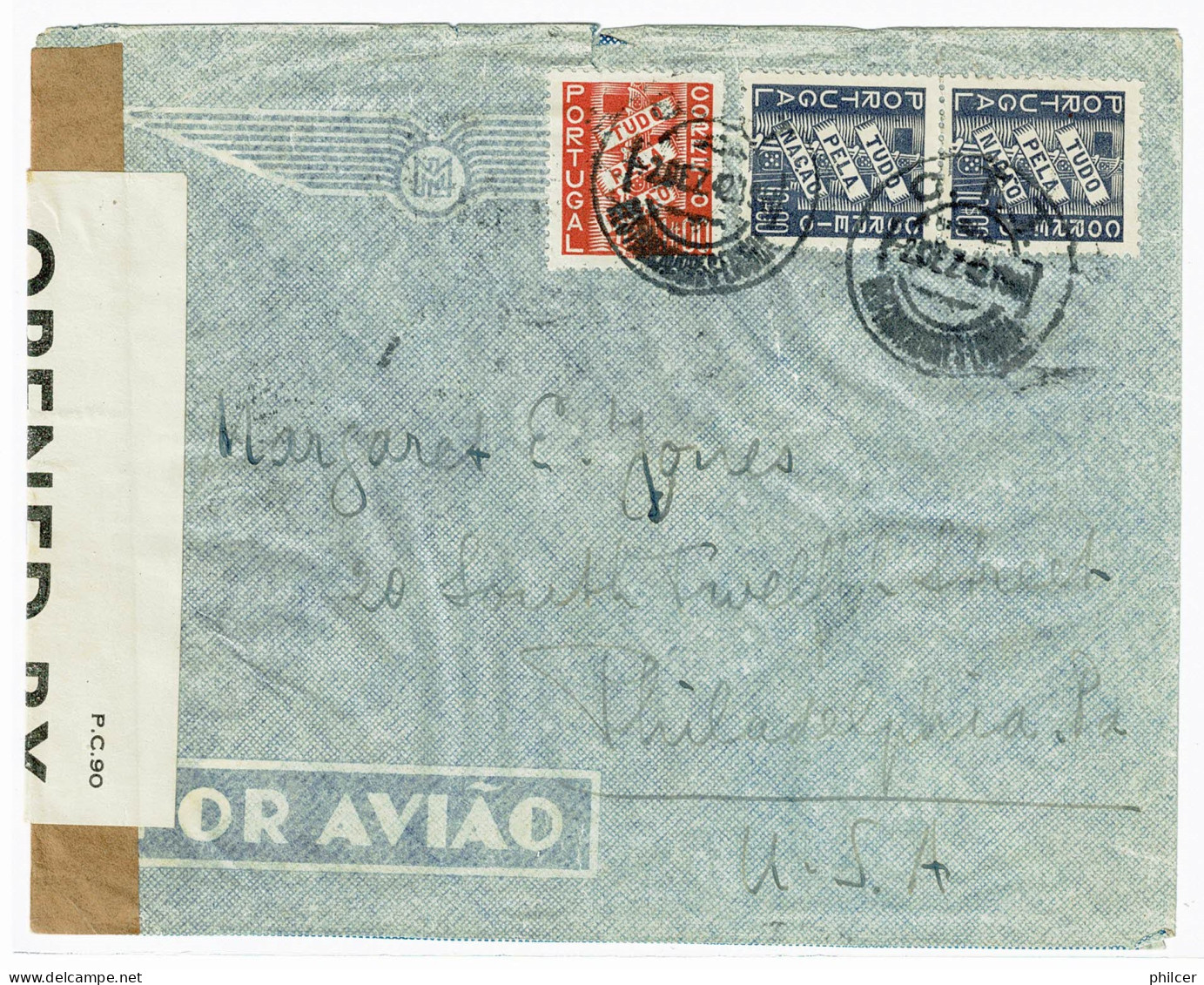 Portugal, 1942, # 573, Para Philadelphia - Lettres & Documents