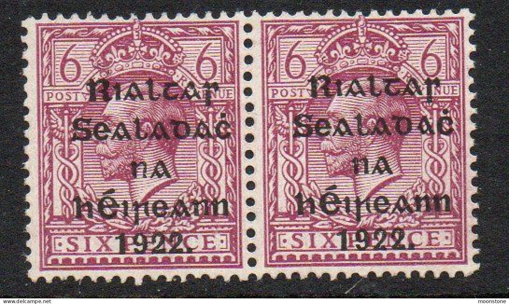 Ireland 1922 Thom Rialtas Overprint On 6d Reddish-purple Pair, MNH, SG 39 - Ungebraucht