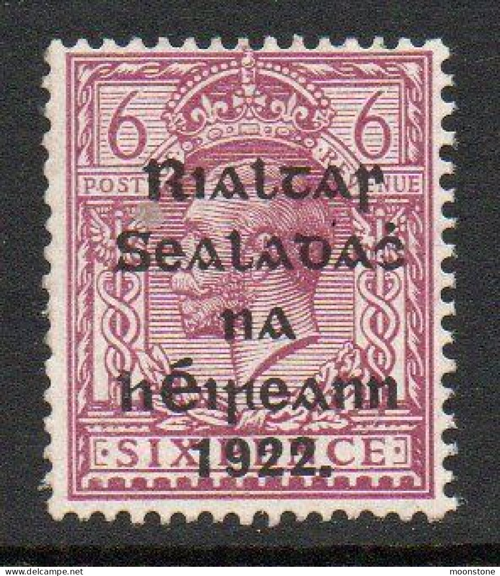 Ireland 1922 Thom Rialtas Overprint On 6d Deep Reddish-purple, Hinged Mint, SG 39a - Ongebruikt