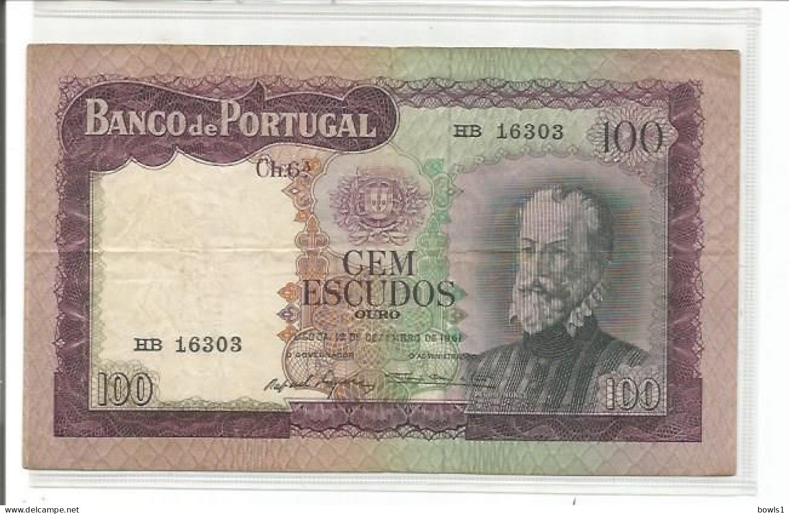 Portugal =  100  Escudos Banknote Dated  1961 In Nice Collectible Condition As Per Scan - Portugal