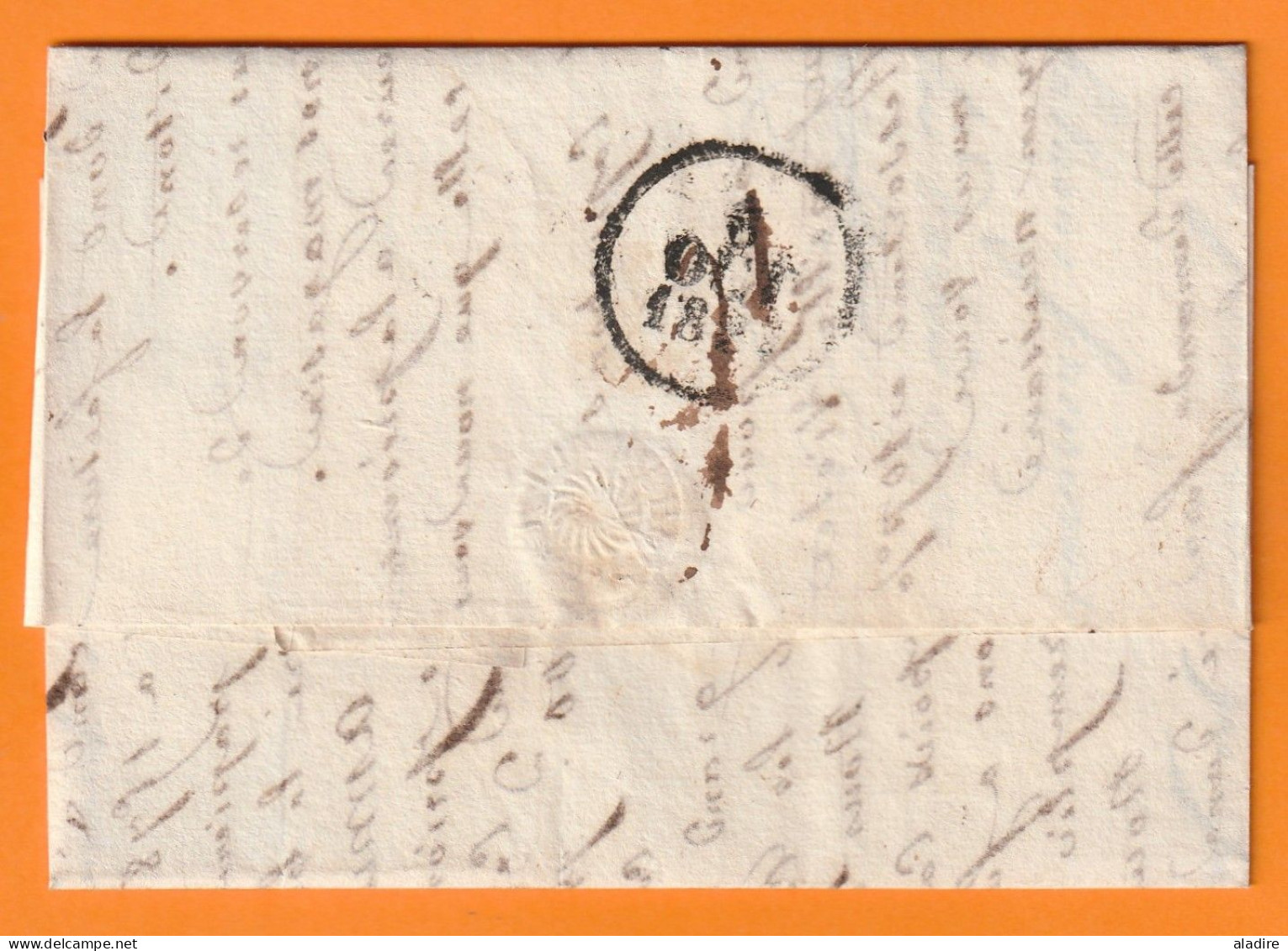 1827 - Marque Postale 42 NANTES Sur  Lettre Vers ORLEANS - Taxe 6 - Dateur En Arrivée - Règne De  Charles X - 1801-1848: Précurseurs XIX