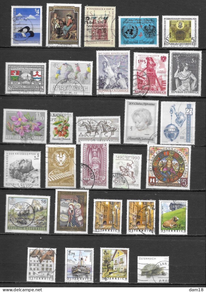 AUTRICHE  LOT 29 TIMBRES OBLITERES TOUS EN TBE VOIR PHOTO  C = 27 € - Colecciones