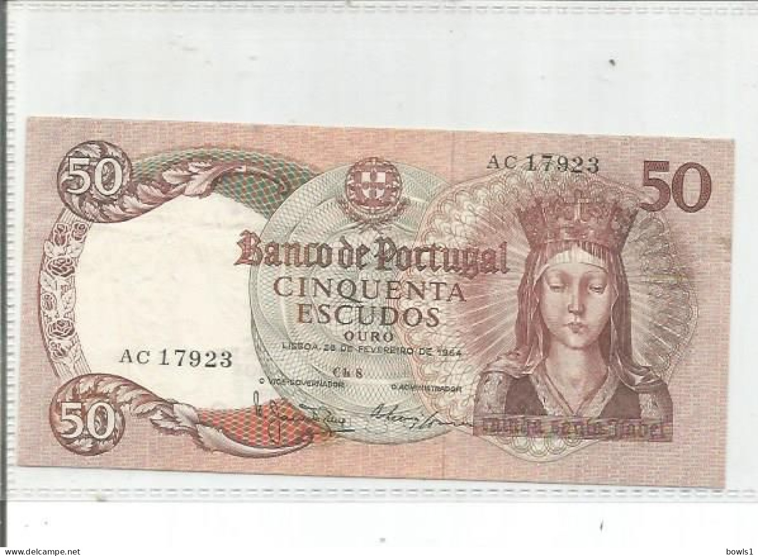 Portugal =  50  Escudos Banknote Dated  1964  In EF Condition As Per Scan - Portugal