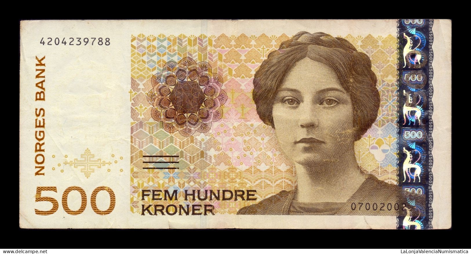 Noruega Norway 500 Kroner Sigrid Undste 2002 Pick 51c Bc/Mbc F/Vf - Norvège