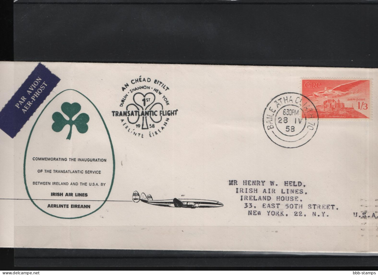 Irland Michel Cat.No. FFC Dublin - New York + VV - Airmail