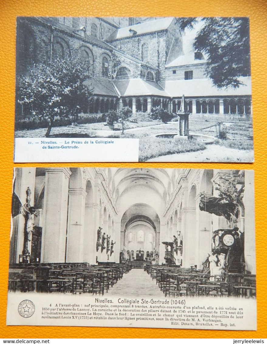 NIVELLES  -  6 CARTES : Collégiale Ste Gertrude : Le Préau, Le Cloître, Le Parc, Le Gazon D'Abélard, L'ancien Chapitre - Nivelles