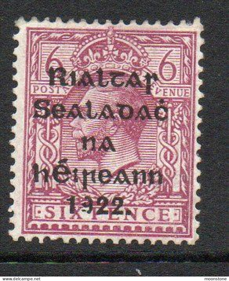 Ireland 1922 Thom Rialtas Overprint On 6d Reddish-purple, Broken 9 In 1922, Lightly Hinged Mint, SG 39 - Nuevos