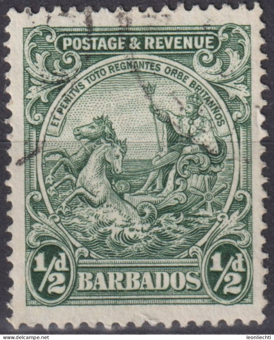 1925 Grossbritannien>Barbados ° Mi:BB 135A, Sn:BB 166, Yt:BB 142,Seal Of The Colony - Postage & Revenue, Pferde M. Wagen - Barbados (...-1966)