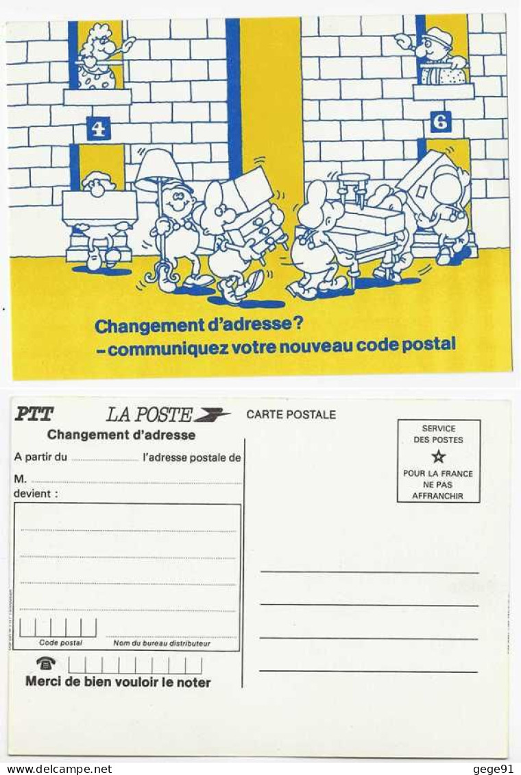 Carte Postale - Entier Postal De Service - Changement D'adresse - Déménagement - Texte Sur 2 Lignes - Pseudo-officiële  Postwaardestukken