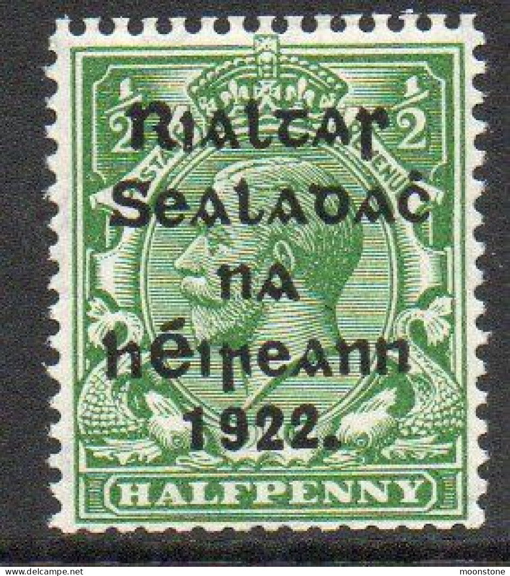 Ireland 1922 Thom Rialtas Blue-black Overprint On ½d Green, Hinged Mint, SG 47 - Ongebruikt