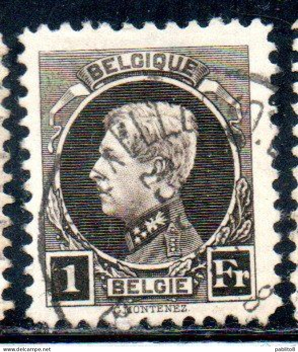 BELGIQUE BELGIE BELGIO BELGIUM 1921 1925 1922 KING ROI ALBERT I 1fr USED OBLITERE' USATO - 1922-1927 Houyoux