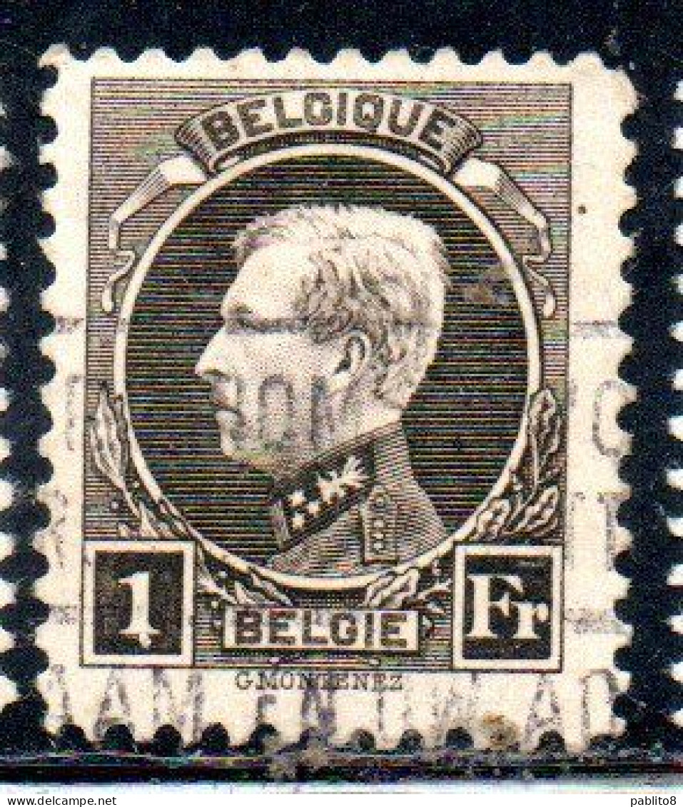 BELGIQUE BELGIE BELGIO BELGIUM 1921 1925 1922 KING ROI ALBERT I 1fr USED OBLITERE' USATO - 1922-1927 Houyoux