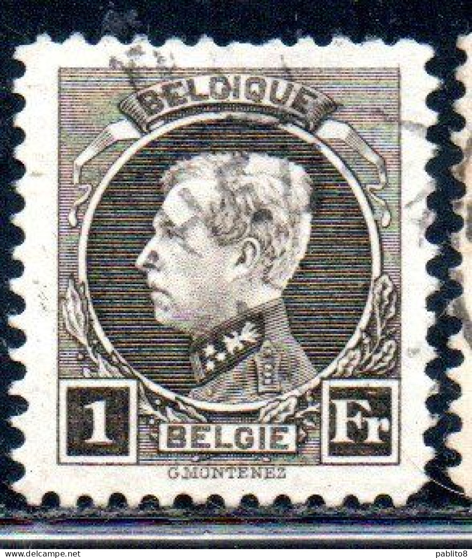 BELGIQUE BELGIE BELGIO BELGIUM 1921 1925 1922 KING ROI ALBERT I 1fr USED OBLITERE' USATO - 1922-1927 Houyoux