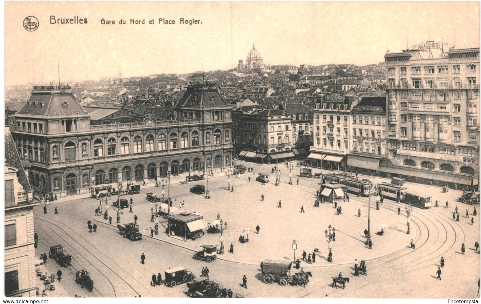 CPA Carte Postale Belgique Bruxelles Gare Du Nord Et Place Rogier   VM77617 - Spoorwegen, Stations