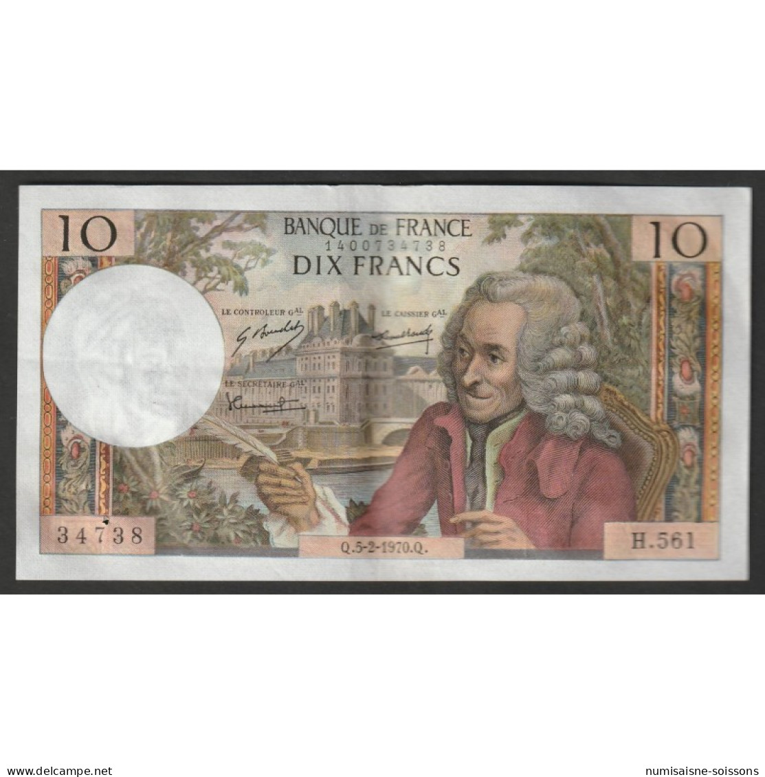 FAY 62/42 - 10 FRANCS VOLTAIRE - 05/02/1970 - H.561 - PICK 147 - SUP - 10 F 1963-1973 ''Voltaire''