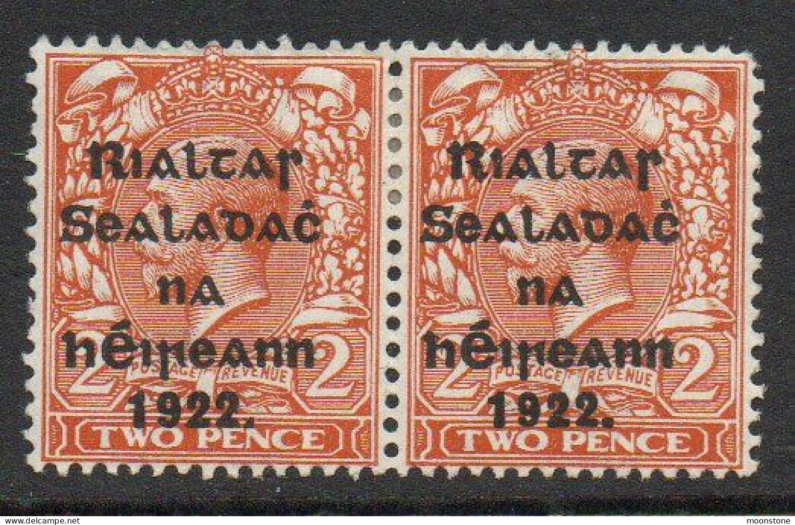 Ireland 1922 Thom Rialtas Blue-black Overprint On 2d Orange Die II, Hinged Mint, SG 50 - Nuovi