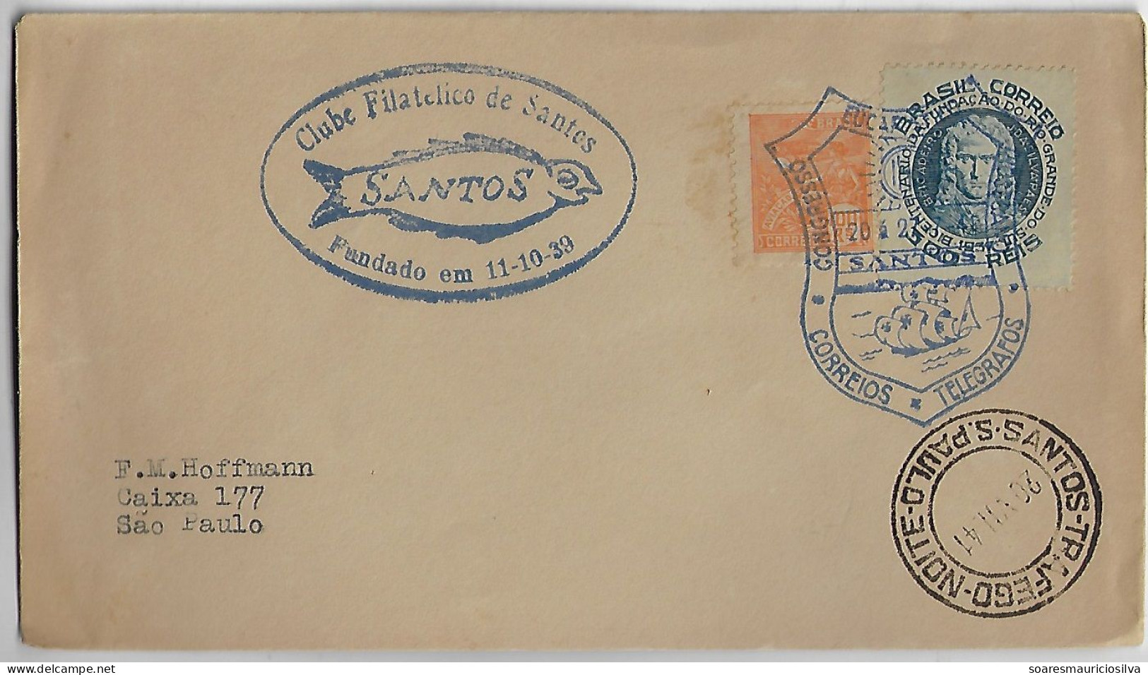 Brazil 1941 Cover Commemorative Cancel National Eucharistic Congress In Santos Sent To São Paulo Portuguese Caravel Ship - Briefe U. Dokumente