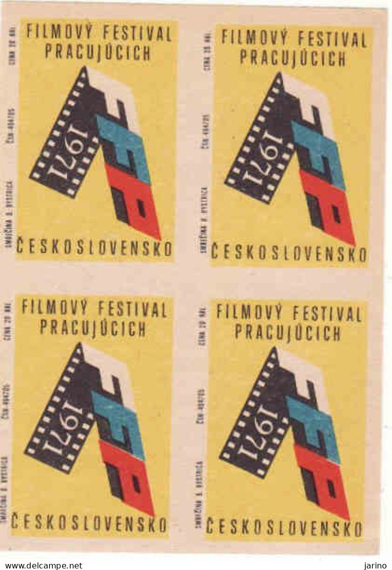 Slovakia - 4 Matchbox Labels 1971 - Film Festival - Boites D'allumettes - Etiquettes