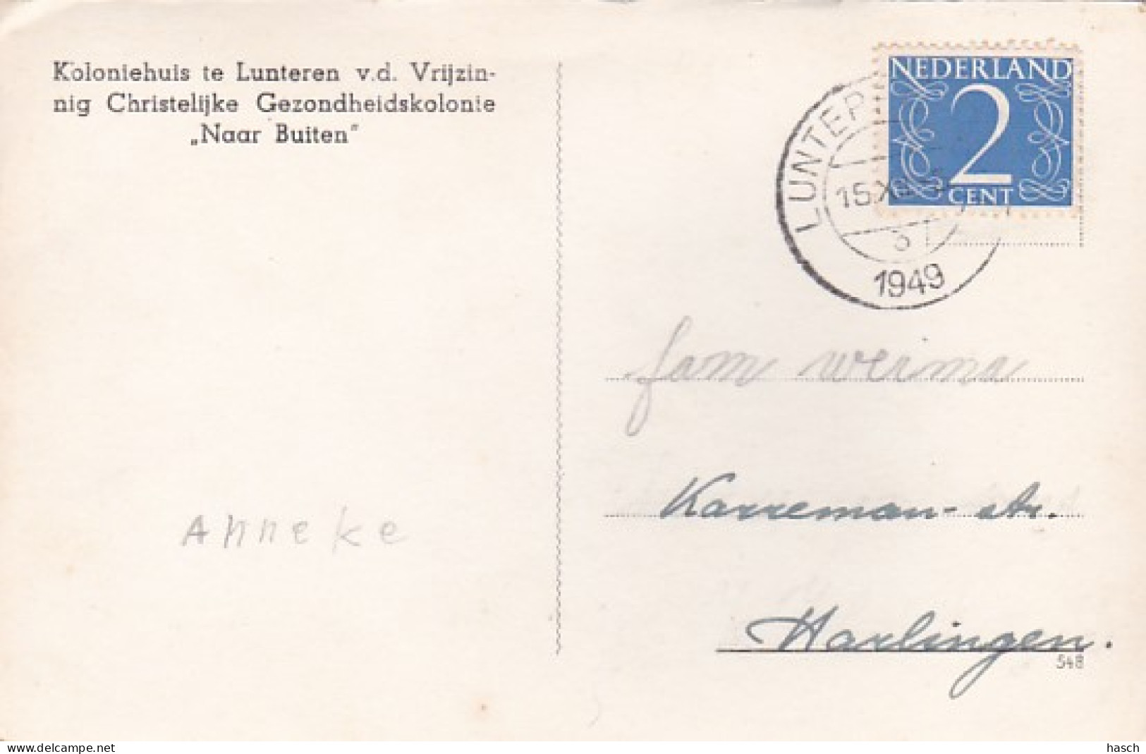 2603      361         Koloniehuis Te Lunteren V. D. Vrijzinnig Christelijke Gezondheidskolonie ,,Naar Buiten’’ – 1949 - Ede