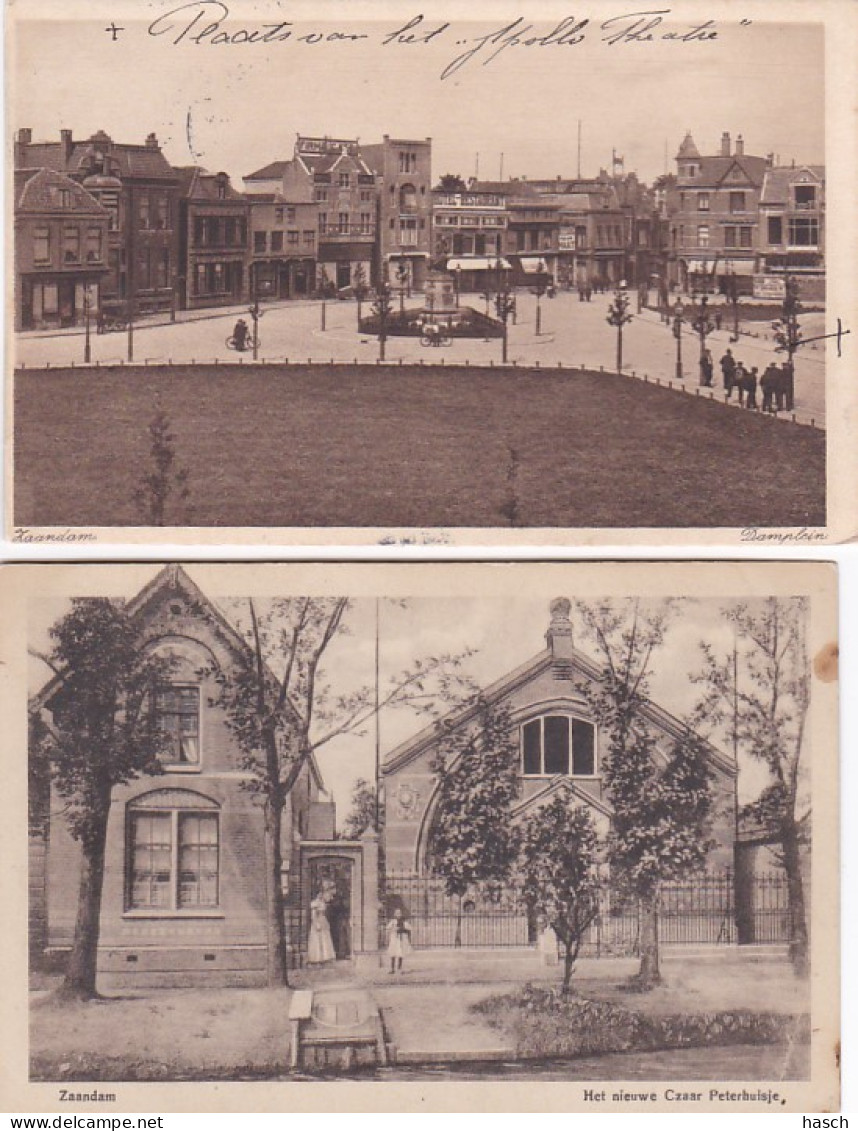 2603      586         Zaandam, Dam M Standbeeld C. P., De Sluis-1935,Dam-1939, Het Nieuwe C. P.huisje, Damplein-1915 - Zaandam