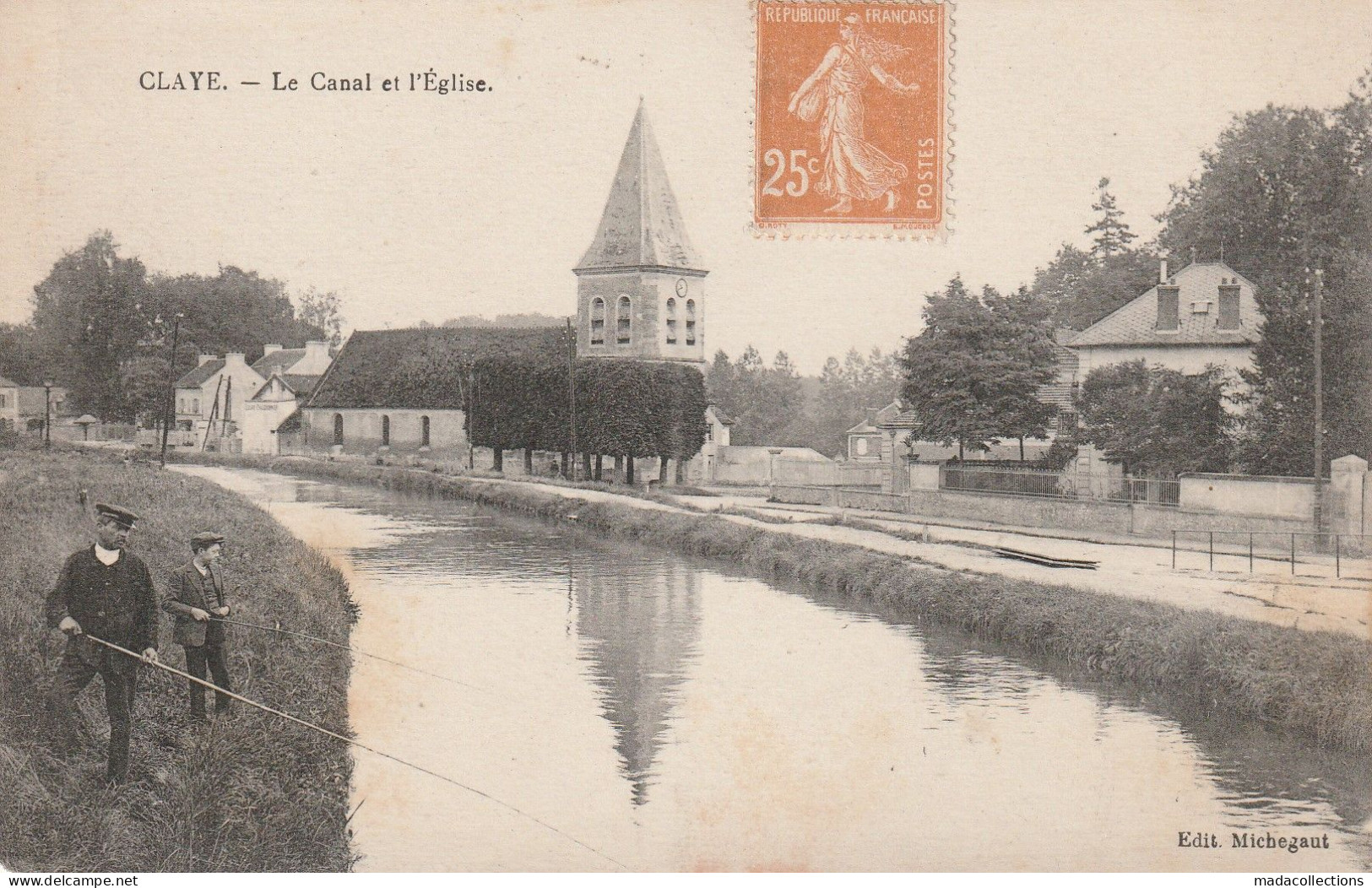 Claye Souilly (77 - Seine Et Marne ) Le Canal Et L'Eglise - Pêcheurs à La Ligne - Claye Souilly