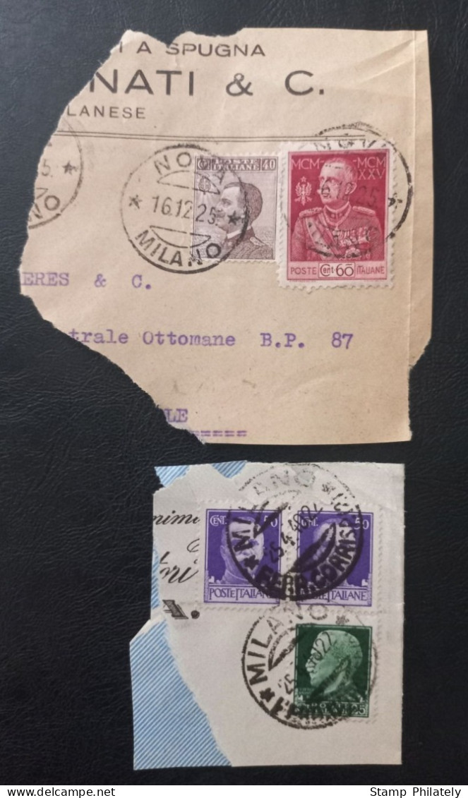 Italy Classic Postmarks Stamps On Paper With Milan Cancel - Oblitérés