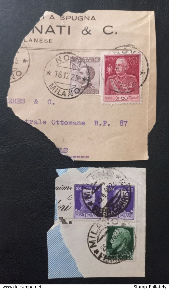 Italy Classic Postmarks Stamps On Paper With Milan Cancel - Used