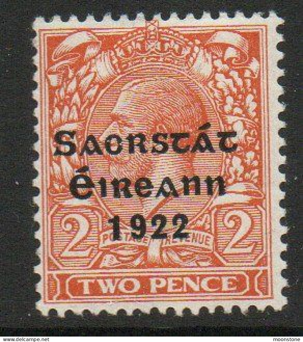 Ireland 1922-3 Saorstat Overprint On 2d Orange, Very Lightly Hinged Mint, SG 55 - Ongebruikt